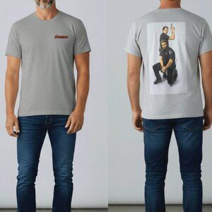 Superbad T Shirt Mens Large Grey Officers Slater Michaels Back Graphic Funny New